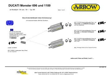 DUCATI Monster 696 und 1100 - alpha Technik