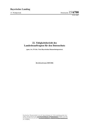 22. Tätigkeitsbericht - Bayern - Datenschutzbeauftragter