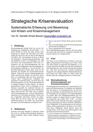 "Strategische Krisenevaluation" Artikel von ... - evaluamus GmbH