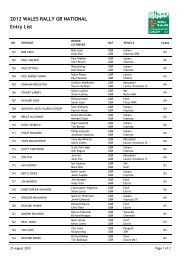 Entry List 2012 WALES RALLY GB NATIONAL - Rallylife