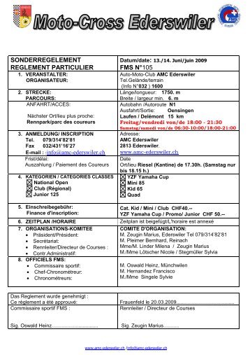 Sonderreglement / RÃ¨glement particulier (PDF) - AMC Ederswiler