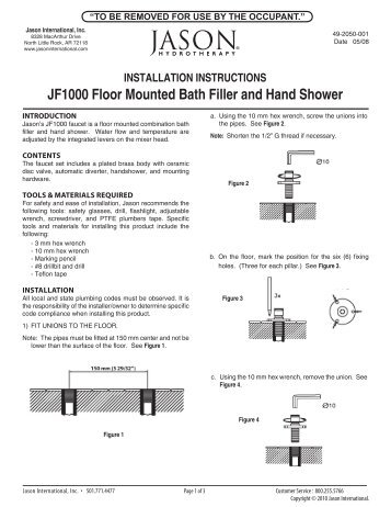 JF1000 Floor Mounted Bath Filler and Hand Shower - Jason ...