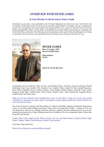 INTERVIEW WITH PETER JAMES