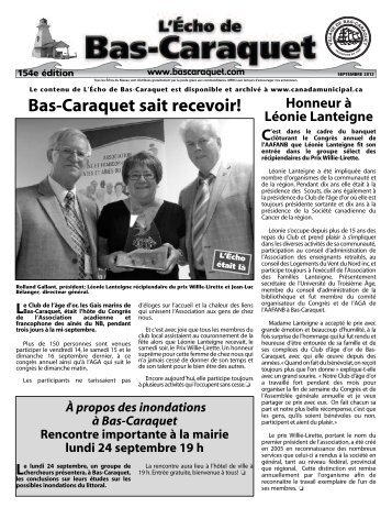 L'Ãcho de Bas-Caraquet septembre 2012 - Canadamunicipal.ca