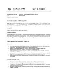 sample 301 syllabus - Department of English - Texas A&M University