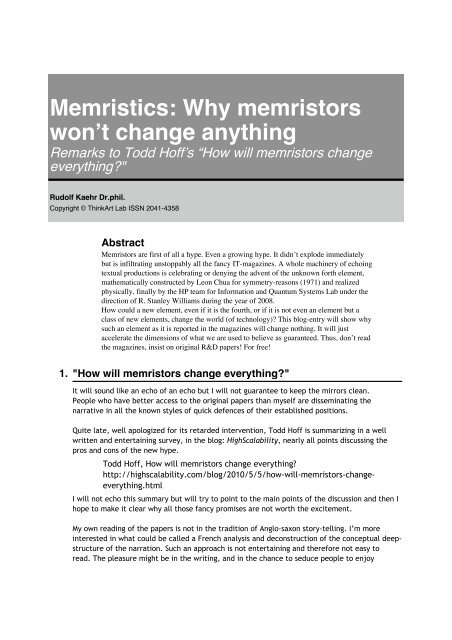 Why-Not (PDF) - Memristics