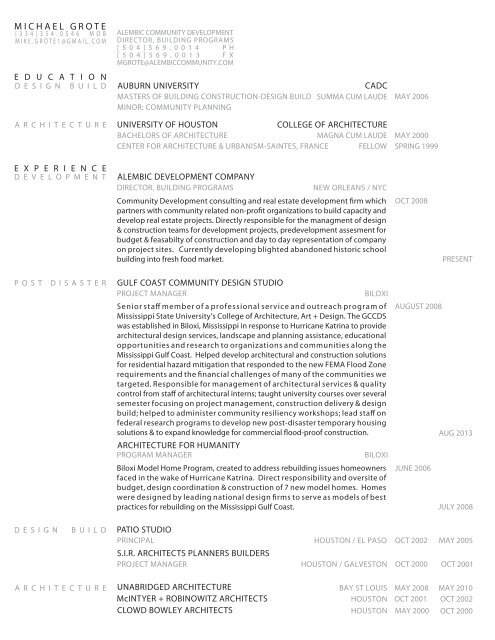 Download full CV - Tulane School of Architecture