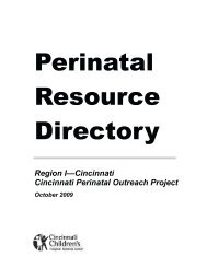 Region Iâ€”Cincinnati Cincinnati Perinatal Outreach Project