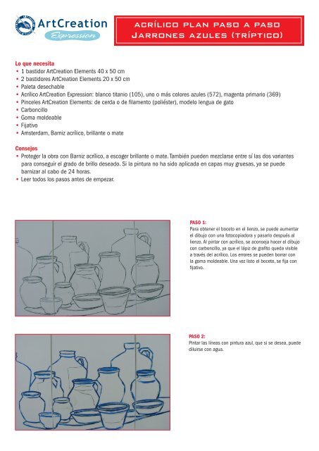 acrÃ­lico plan paso a paso Jarrones azules (trÃ­ptico)
