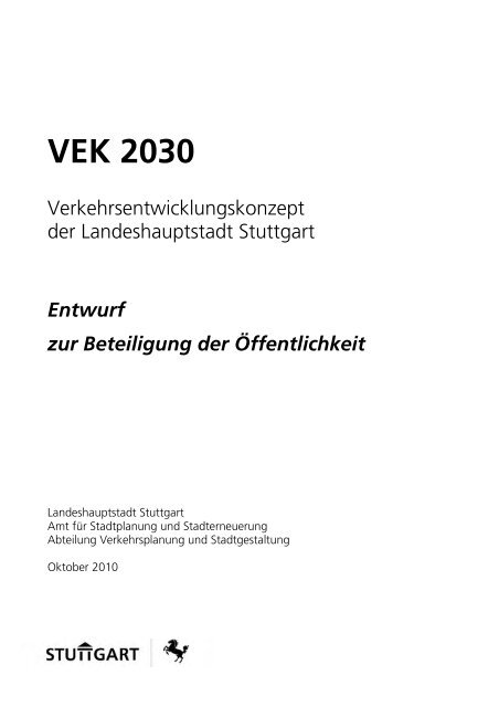 Verkehrsentwicklungskonzept der Landeshauptstadt Stuttgart