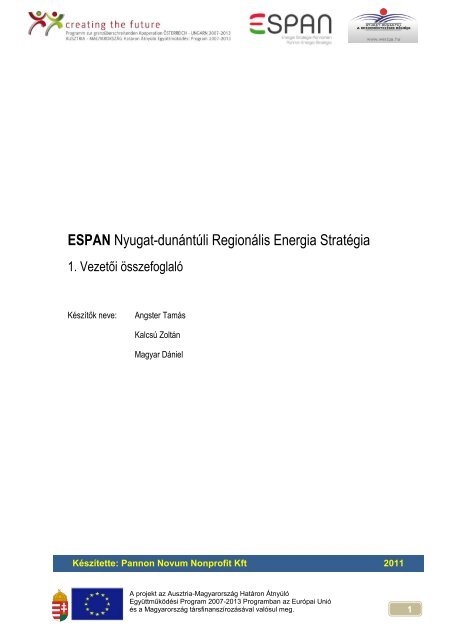 ESPAN Nyugat-dunÃ¡ntÃºli RegionÃ¡lis Energia StratÃ©gia