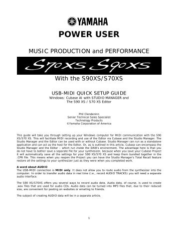 USB-MIDI Quick Setup â Windows /Cubase AI / S90 XS/S70 ... - Keyfax