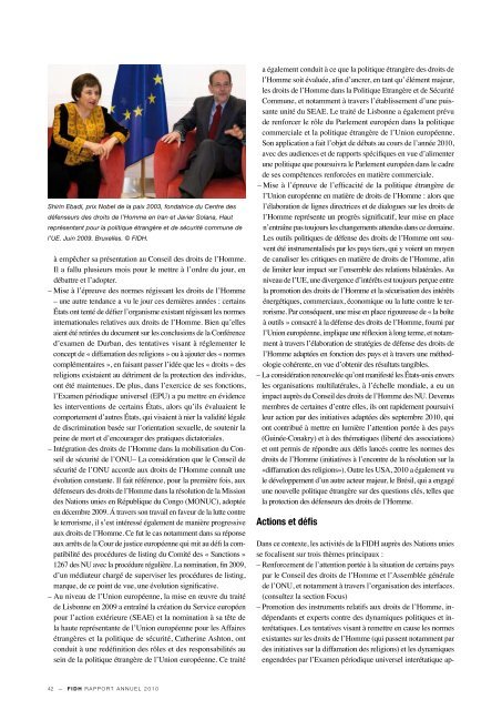 RAPPORT ANNUEL 2010 - FIDH