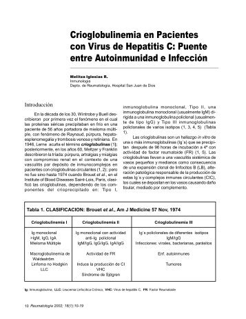 Crioglobulinemia en Pacientes con Virus de Hepatitis C: Puente ...