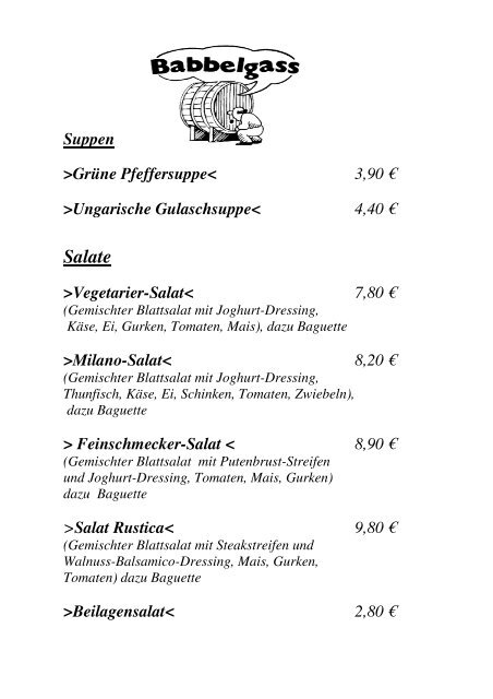 Suppen - Weinkeller Zur Babbelgass