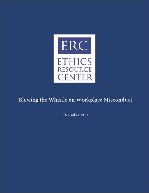 Blowing the Whistle on Workplace Misconduct - Ethics Resource ...