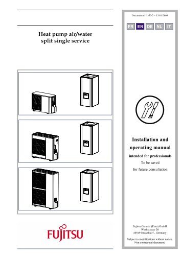 Heat pump air/water split single service Installation and operating ...