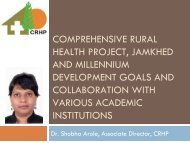 Comprehensive Rural Health Project, Jamkhed and Millennium ...