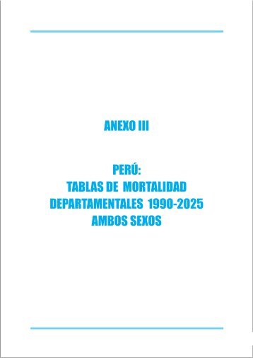 perÃº: tablas de mortalidad departamentales 1990-2025 ambos ... - Inei