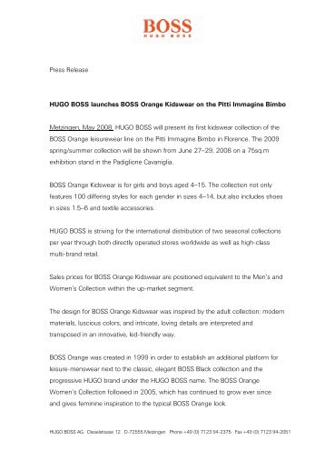 Press Release HUGO BOSS  launches BOSS ... - HUGO BOSS AG