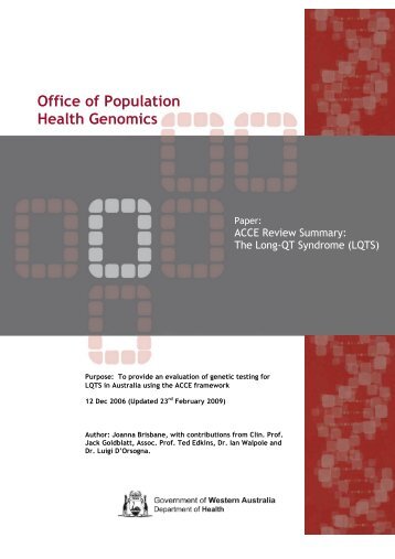 ACCE REVIEW – Long-QT Syndrome (LQTS) - Office of Population ...