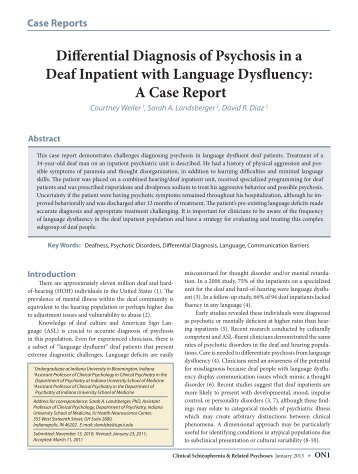 A Case Report - Clinical Schizophrenia & Related Psychoses