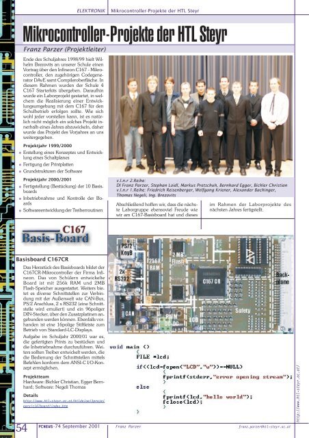 Mikrocontroller-Projekte der HTL Steyr - PCNews