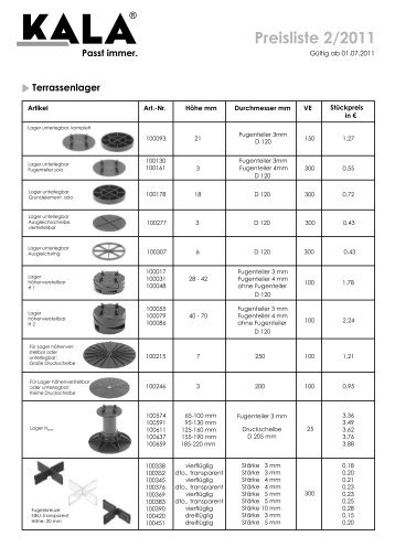 Preisliste 2/2011 - Kala.de