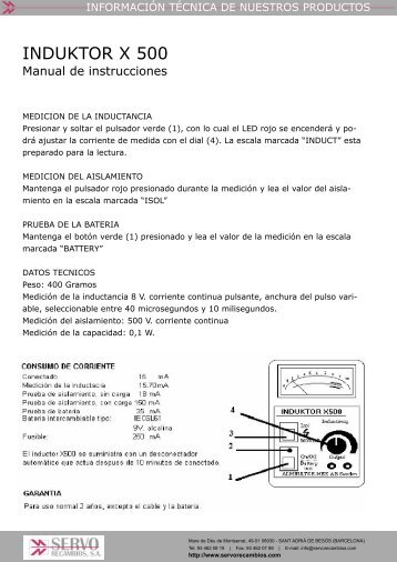 INDUKTOR X 500- Manual de instrucciones - Servorecambios