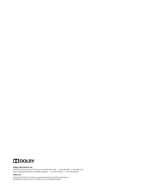 Dolby 3D Digital Cinema Overview brochure - Kelonik