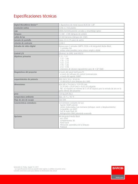 DP4K-23B Especificaciones técnicas - Kelonik