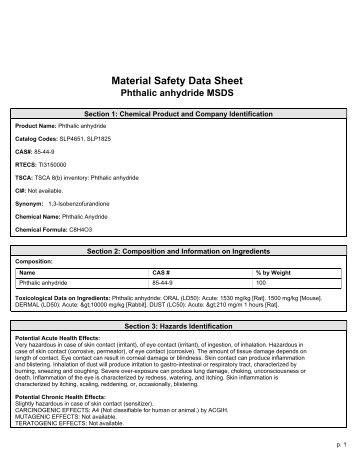 Material Safety Data Sheet Phthalic anhydride ... - Jpdyechem.com