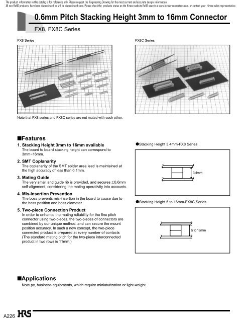 0.6mm Pitch Stacking Height 3mm to 16mm Connector