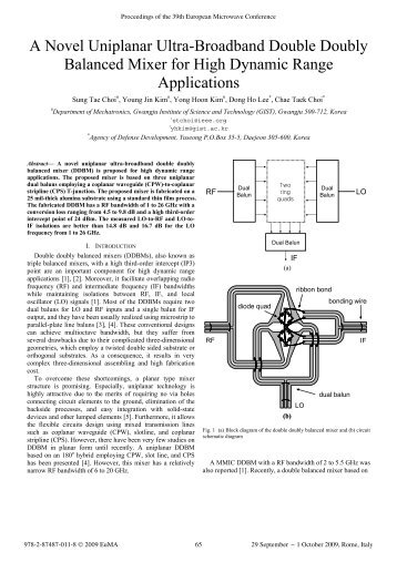 A Novel Uniplanar Ultra-Broadband Double Doubly Balanced Mixer ...