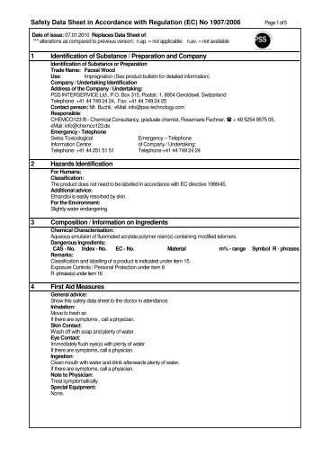 Security Data Sheet Faceal Wood - pss-interservice.ch