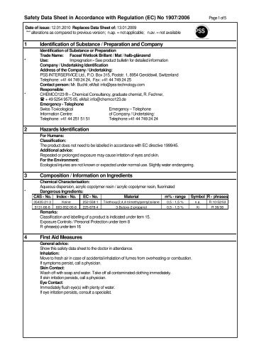 Safety Data Sheet in Accordance with Regulation - pss-interservice.ch