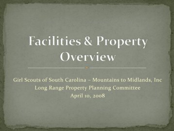 Facilities & Property Overview - Girl Scouts of South Carolina ...