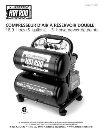 COMPRESSEUR D'AIR À RÉSERVOIR DOUBLE - Alltrade Tools