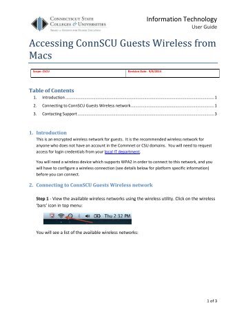 Wireless Accessing ConnSCU Guests Wireless ... - IT Support Center