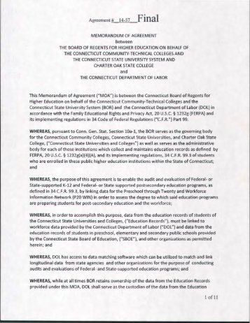 Memorandum of Agreement - CT Board of Regents (pdf)