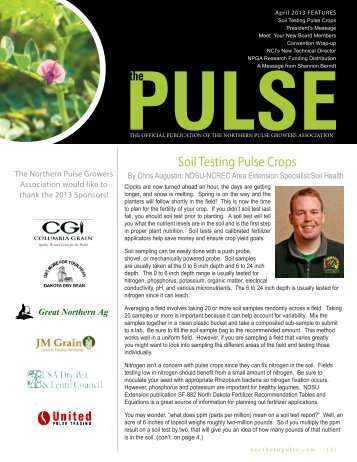 The Pulse - April 2013 - Northern Pulse Growers Association