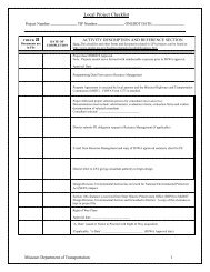 Local Project Checklist - Missouri Department of Transportation