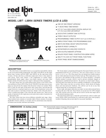 LIBT Libra Series Timers Data Sheet/Manual ... - Red Lion Controls