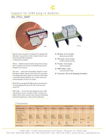 Support for E280 plug-in modules BN , FPSU , MMP - Citel Inc