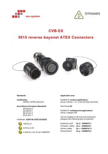 CVB-EX 5015 reverse bayonet ATEX Connectors - Vansystem.eu