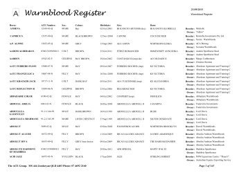 Warmblood Register - The Ace Group