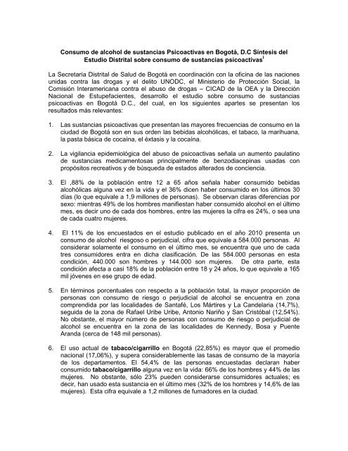 Síntesis Consumo de Sustancias Psicoactivas - Secretaría Distrital ...