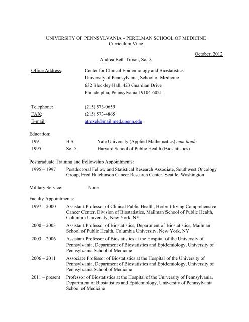 View Resume/Cv - University of Pennsylvania LDI CHI | Center for ...