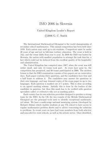 IMO 2006 in Slovenia - UK IMO Register