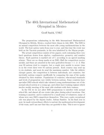 The 46th International Mathematical Olympiad in ... - UK IMO Register